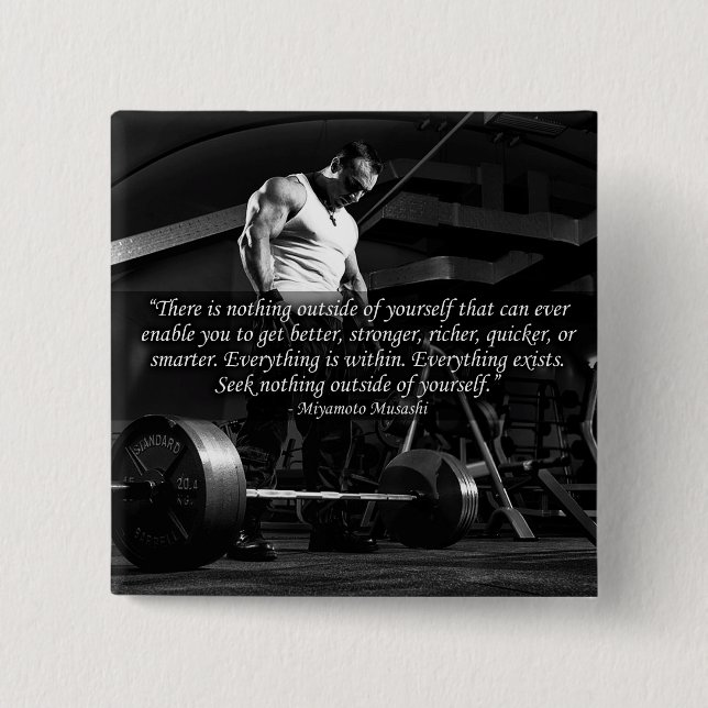 "Body building" Motivational 2 Inch Square Button (Front)