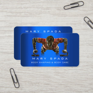 Body Building Shaping Fitness Man Blue Cobalt Business Card