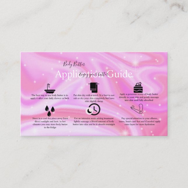 Body Butter Application Guide Colourful Glam    Business Card (Front)