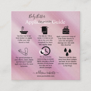 Body Butter Application Guide Modern Glam  Square Business Card
