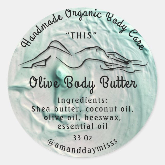 Body Butter Balm Care Packaging Silk  Aqua   Classic Round Sticker (Front)