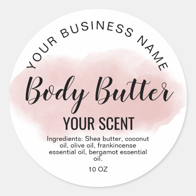 body butter blush pink agate add logo  classic rou classic round sticker (Front)