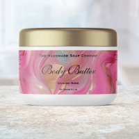 Body Butter Cosmetics Jar Label Pink Marble & Gold