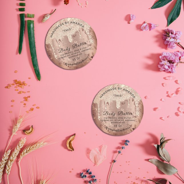 Body Butter Drip Product Rose Drip Birds Classic Round Sticker (Body Butter Drip Product Rose Drip Birds Classic Round Sticker)