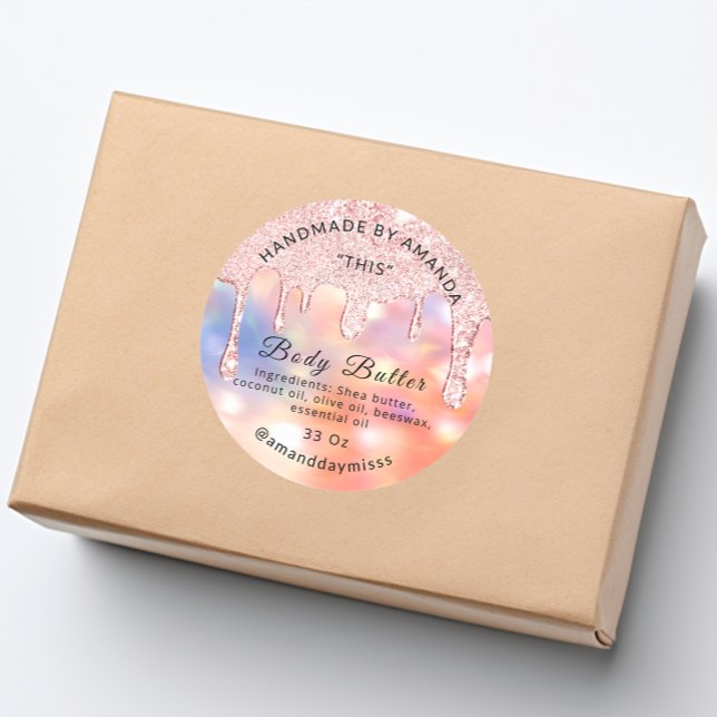 Body Butter Drip Product Rosse Drips Small Busines Classic Round Sticker (Body Butter Drip Product Rosse Drips Small Business Classic Round Sticker)