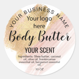 body butter gold blush pink ADD LOGO Classic Round Sticker
