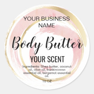 body butter gold blush pink classic  square sticke round sticker
