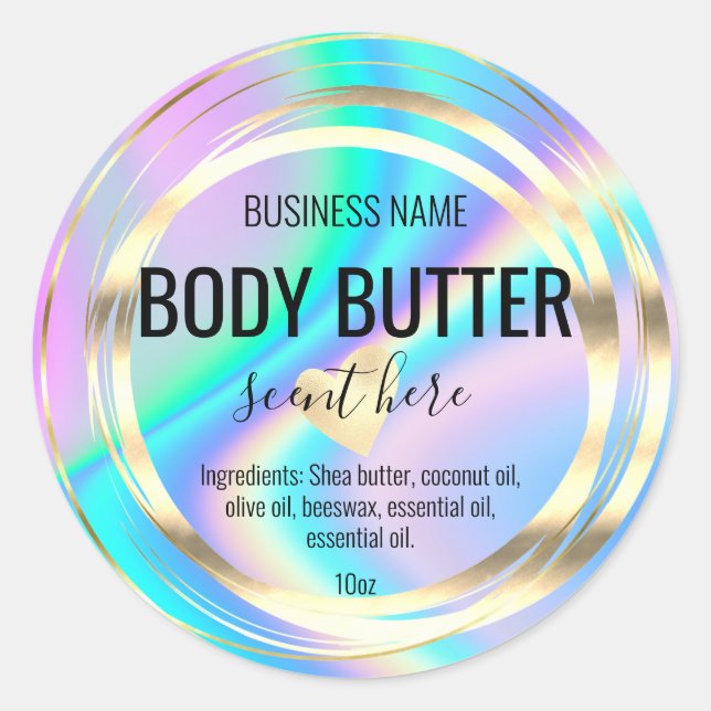 body butter holographic modern product label (Front)