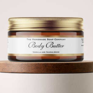 Body Butter Jar Label - White w Blush Gold Border