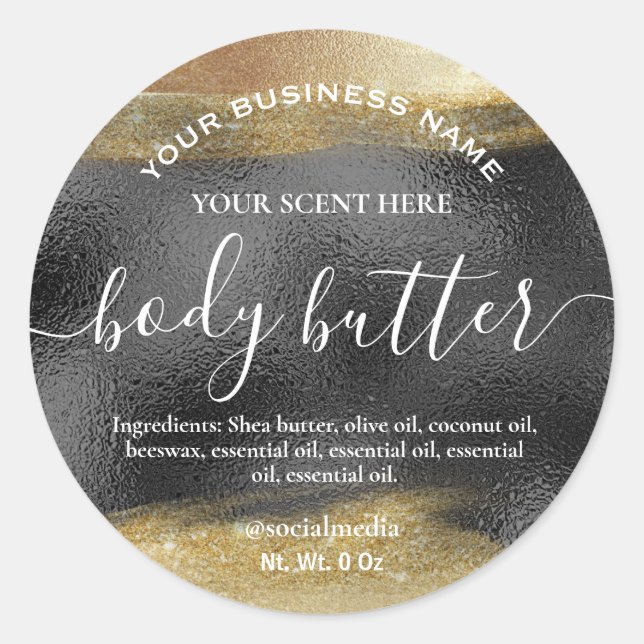 Body Butter Labels Black With Gold Ink (Front)