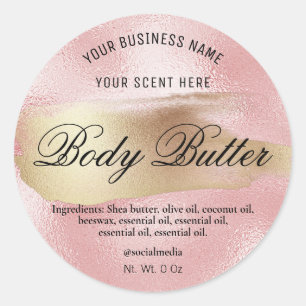 Body Butter Labels Pink With Gold Ink