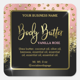 Body Butter Labels With Pink Gold Confetti Dots