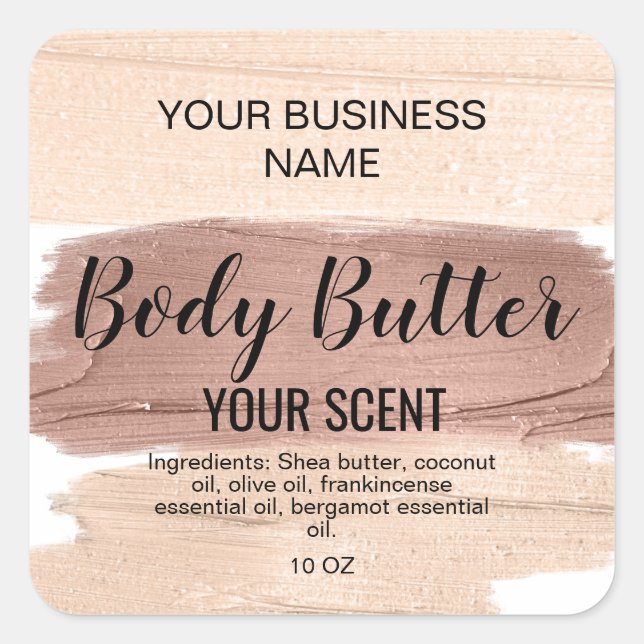 body butter  rose gold drips foil add your logo cl square sticker (Front)