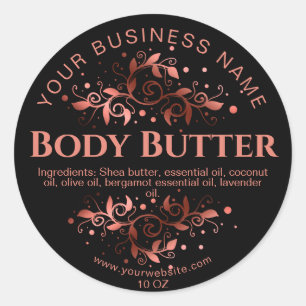 body butter rose gold vintage product label