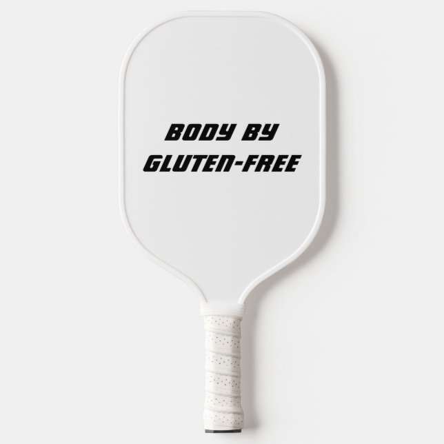 Body By Gluten-Free White Handle With White Pickleball Paddle (Front)
