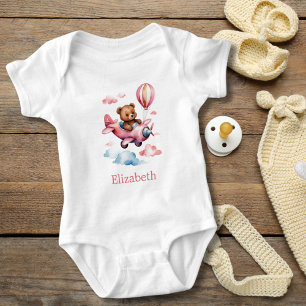 Body Cadeau bébé fille ours volant en avion