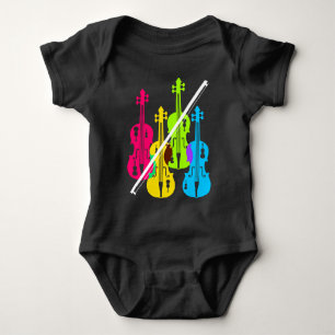 Body Cadeau d'anniversaire multicolore de violons pour