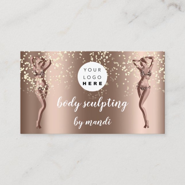 Body Care Fashion Logo QR Code Bikini Confetti Business Card (Front)