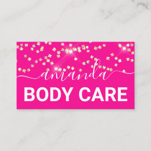 Body Care Makeup Logo Pink Gold Confetti Business Card
