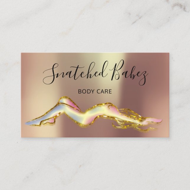 Body Care Sculpting QRCODE Holograph Gold Copper Business Card (Front)