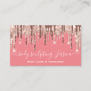 Body Care Sculpting QRCode Logo Rose Glitter Skin Business Card