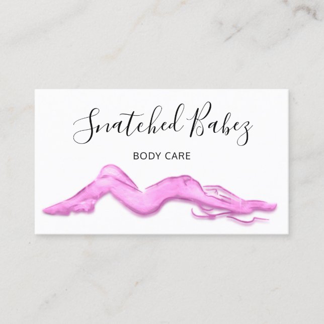 Body Care Sculpting QRCODE Pink White  Business Card (Front)