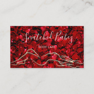 Body Care Sculpting QRCODE Red Rose Gold Business Card