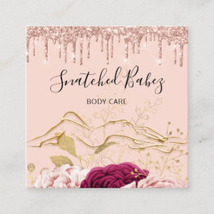 Body Care Sculpting QRCODE Rose Gold Drips  Square Business Card