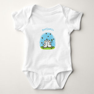 Body Caricature de moutons mignons amis et papillons