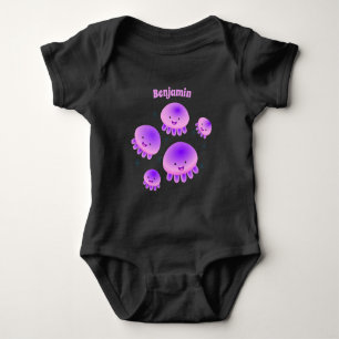 Body Caricature kawaii de méduse violette rose mou