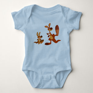 Body Caricature mignonne Kangaroo papa et son bébé vête