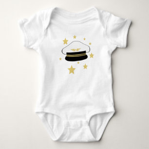 Body Casquette pilote blanc, étoiles dorées, aviateur d
