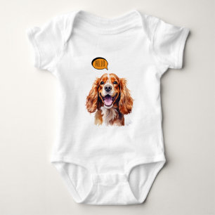 Body Cavalier King Charles Spaniel joyeux à l'aquarelle