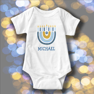 Body Chanukah Cute Personalized Menorah Rainbow  Baby B
