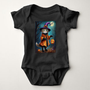 Body Chat comme une sorcière Halloween mignon