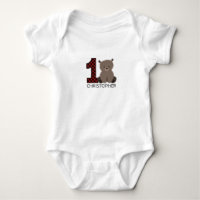 Chemise d'anniversaire de plaid d'ours de bébé