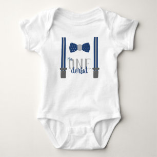 Body Chemise d'anniversaire Mr ONEderful en bleu et gri