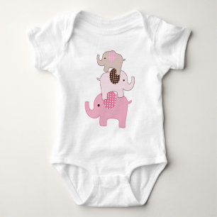 Body Chemise empilée d'enfants d'éléphants roses