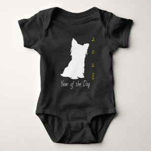 Body Chien blanc mignon Nouvel An chinois 2018 Bodysuit
