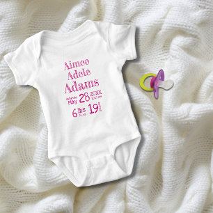 Body Chiffre personnalisé de naissance de bébé Magent