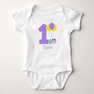 Body Chouette à menthe jaune violet Polka Dot 1er anniv