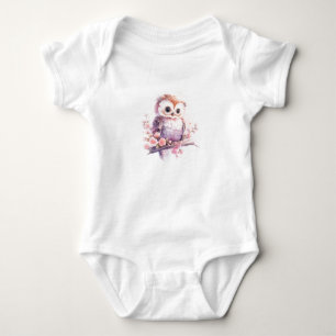 Body Chouette de bébé doux mignonne avec fleurs