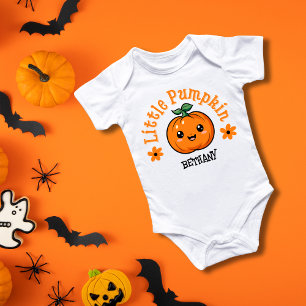 Body Citrouille miniature orange et noire pour fille Ha
