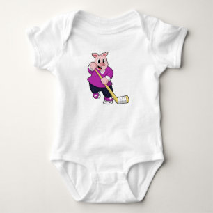 Body Cochon de hockey sur glace avec bâton de hockey su