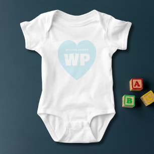 Body Coeur bleu Monogramme Nouveau-né tenue personnalis