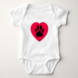Body Coeur rouge avec Empreinte de patte de chien