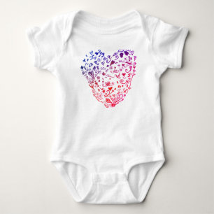 Body Coeurs de coeur Dessin Jersey Bodysuit, Blanc