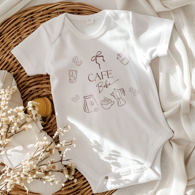 Body Coffee Theme Cafe Bebe Brewing Bow Baby Shower (Créateur téléchargé)