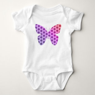 Body Coloré Peach rose violet orné de papillon géométri
