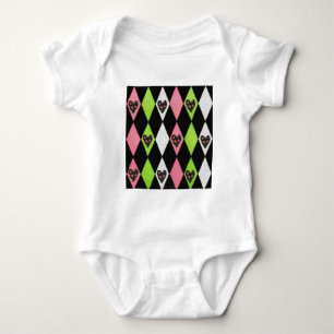 Body Colorful harlequin Print with Rose Hearts